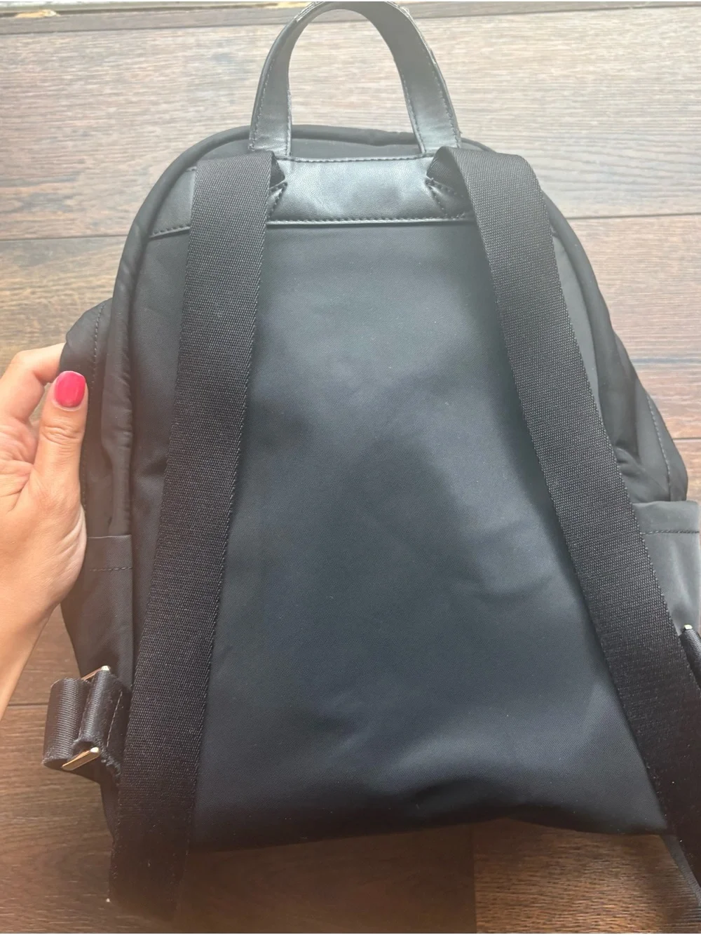 kate spade black nylon backpack with gold-tone hardware